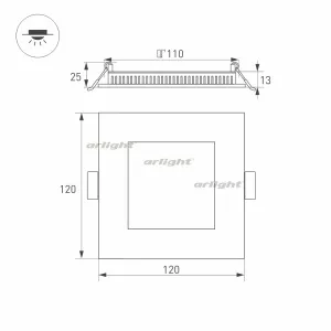 Светильник DL-120х120A-6W White (Arlight, Открытый)