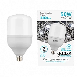 Лампа Gauss Elementary T140 50W 4400lm 4000K E27 LED 1/8