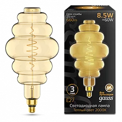 Лампа Gauss Filament Honeycomb 8.5W 660lm 2000К Е27 golden LED 1/2