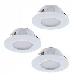 95821 Комплект светодиодных встраиваемых светильников PINEDA, 3х4,9W(LED), Ø78, IP44, пластик, белый EGLO