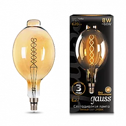 Лампа Gauss Filament BT180 8W 620lm 2400К Е27 golden flexible LED 1/6