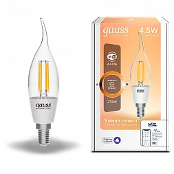 Лампа Gauss Smart Home Filament СF35 4,5W 495lm 2700К E14 диммируемая LED 1/10/40