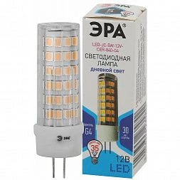 Лампочка светодиодная ЭРА STD LED JC-5W-12V-CER-840-G4 G4 5 Вт керамика капсула нейтральный белый свет