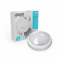 Светильник LED Gauss IP54 D175*76 12W 990lm 4000K 160-260V Qplus круг с оптико-микроволновым сенс 1/30