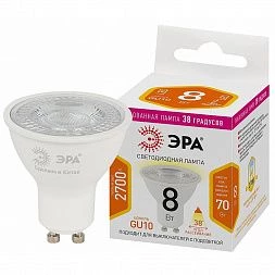 Лампочка светодиодная ЭРА STD LED Lense MR16-8W-827-GU10 GU10 8Вт линзованная софит теплый белый свет