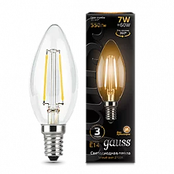 Упаковка 10 штук Лампа Gauss Filament Свеча 7W 550lm 2700К Е14 LED 1/10/50