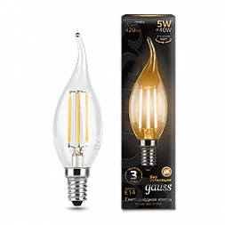 Лампа Gauss Filament Свеча на ветру 5W 420lm 2700К Е14 LED 1/10/50