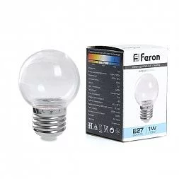 Лампа светодиодная Feron LB-371 Шар E27 3W 230V 2700K прозрачный