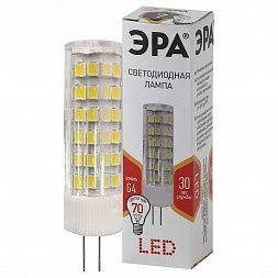 Лампочка светодиодная ЭРА STD LED JC-7W-220V-CER-827-G4 G4 7Вт керамика капсула теплый белый свет